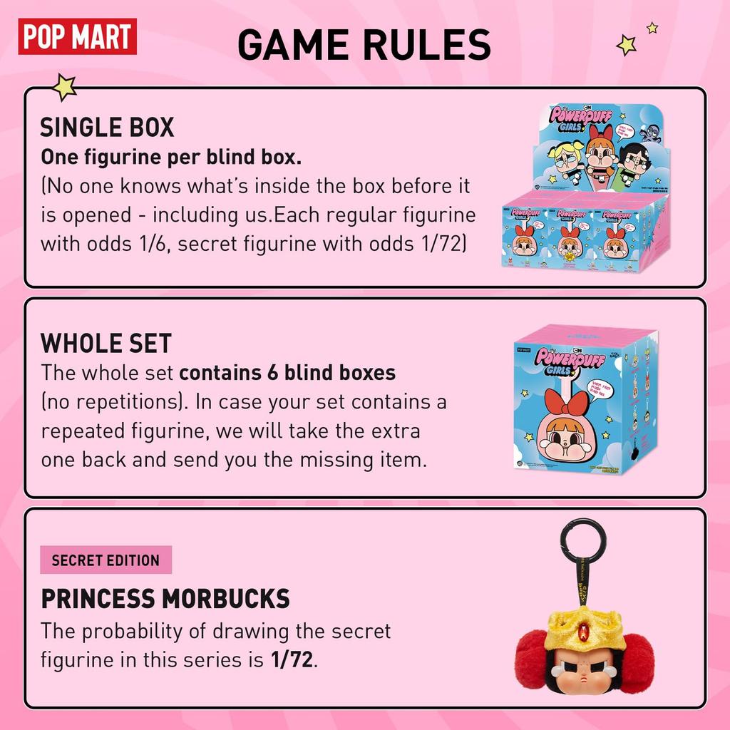 POP MART Crybaby x Powerpuff Girls Series Plush Keychain Blind Bag or Phone Fashion Collectible Random Vinyl Face Figure Cute for Holiday Birthday