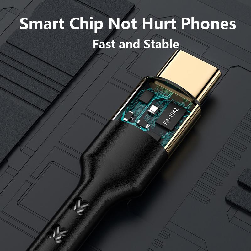 VAORLO 60 W USB C į USB Type C, skirtas Samsung S20 įkrovimo kabelis 5A CC, skirtas MacBook iPad Pro Quick Charge 4.0