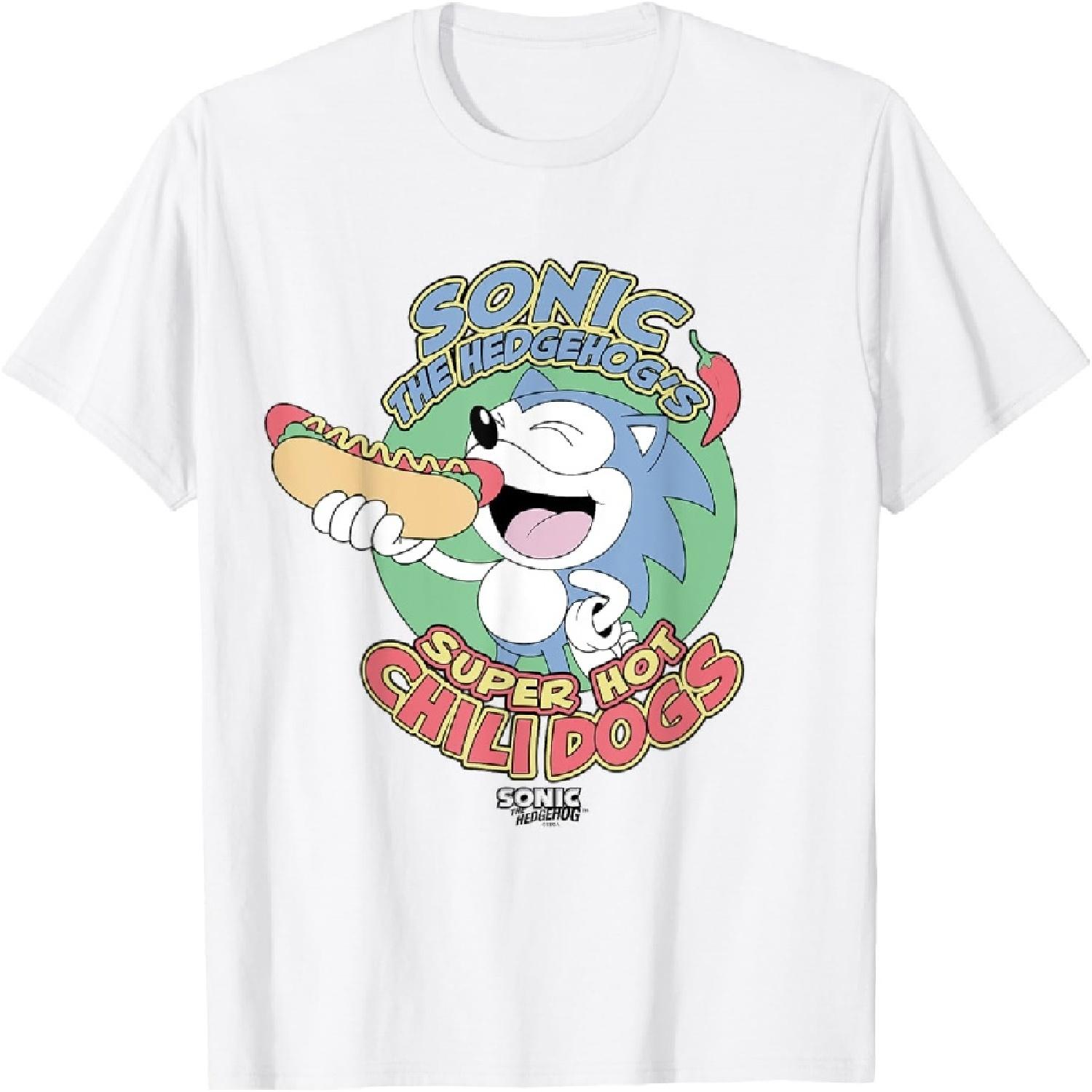 

Sonic The Hedgehog Super Hot Chili Dogs Retro Ad T-Shirt XXXXXL білий