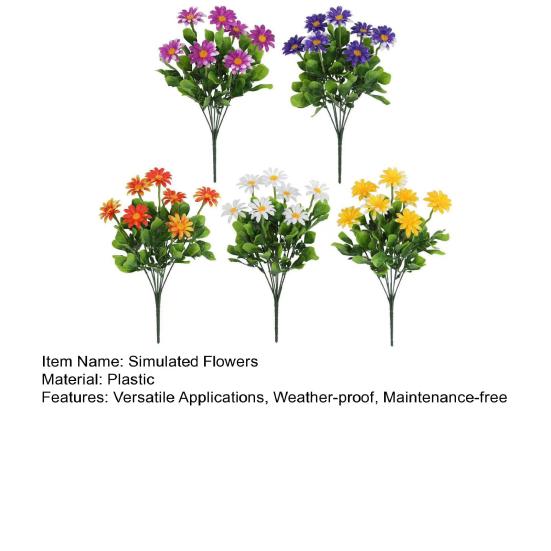 5 Pcs Faux Daisies Bundles UV Resistant Artificial Flowers Realistic Fake Fall Flowers with Bendable Stems for Flower Arrangement Indoor Decorations