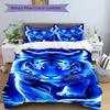 3Pcs Blue Tiger Fantasy Bedding Set Soft Fabric Duvet Cover Pillowcases Home Christmas Xmas Halloween Gift 1 Duvet Cover 2 Pillowcase N1440
