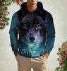 Men's Hooded Fashion Animal Wolf 3D Print Hoodies Top New Autumn Fashion Casual Long Sleeved Pullover Oversized Sweatshirts