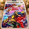 FlaneldeckeMiraculous Ladybug Benutzerdefinierter Name Text Personalisierte Weiche Warme Überwurfdecke Heimdekoration Geschenk
