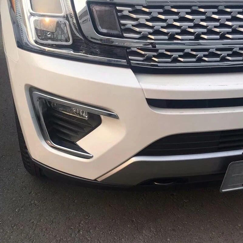 Car Styling ABS Chrome Exterior Front Fog Light Lamp Cover Decoration Sticker Trim 2pcs For Ford Expedition 2018