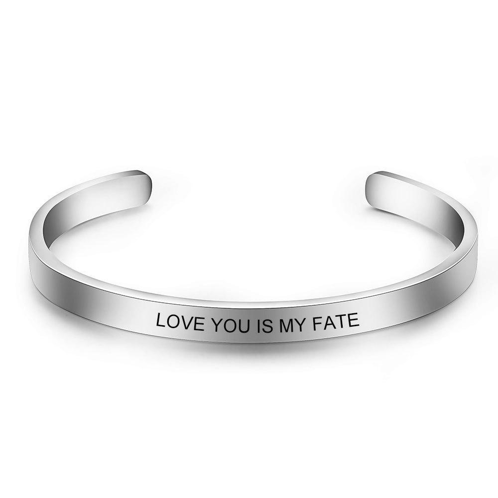 European & American Stainless Steel Open C-Shaped Bangle - Smooth Surface, Laser-Engraveable, Available in 5MM & 15MM