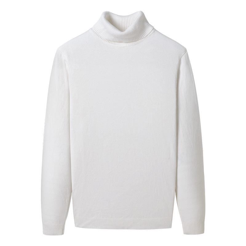Hoge hals trui met fleece voering voor heren: Dikke Gebreide Stof, Warme Opgerolde Kraag, Herfst/Winter Basislaag