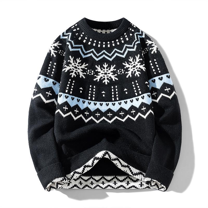 Spring Autumn Knitted Round Neck Pullover Sweater for Men Casual Pullover Sweater Mens Hip-hop Street Clothing Men Pullover Shirt