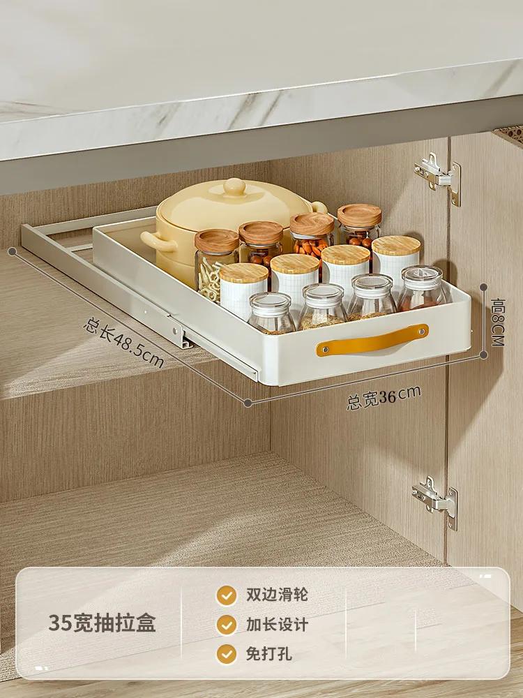 Kitchen Sliding Dish Bowl Storage Rack Cabinets Drawers  Drying Rack Kitchen Organizer Sink Tableware Accessories