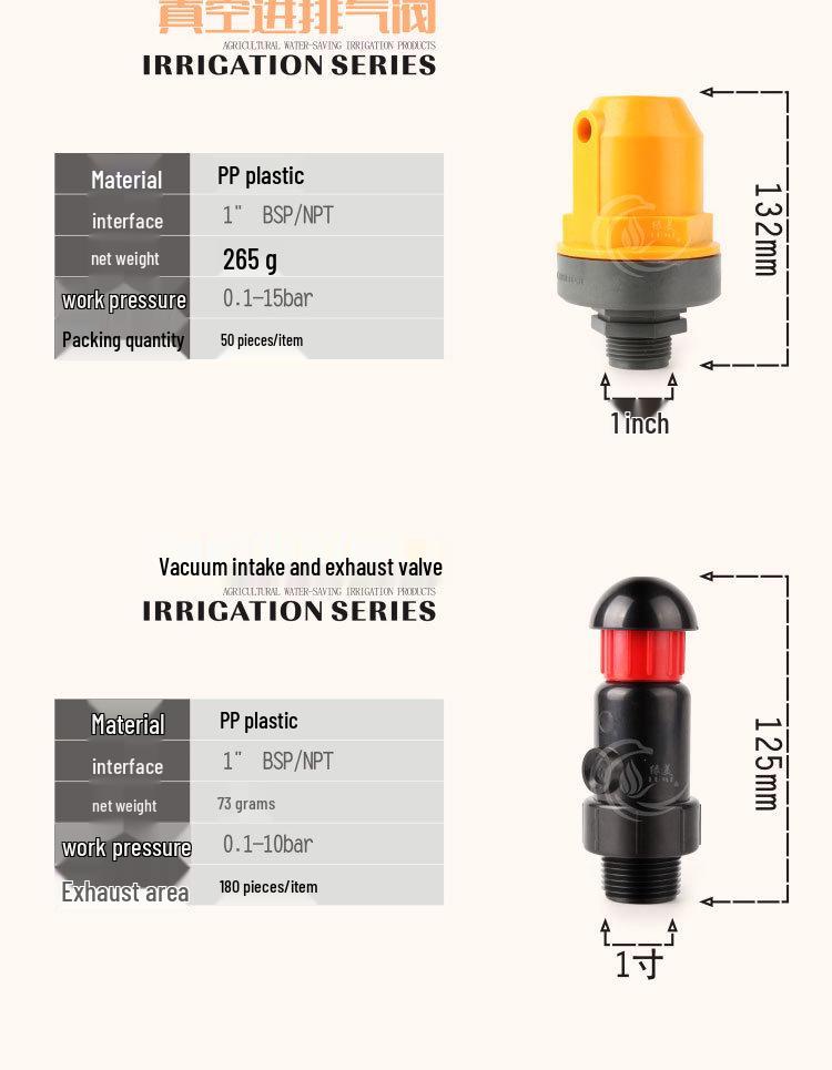 1" & 1.5" Plastic Orange Valves for Agricultural Greenhouse Irrigation Sprinkler System