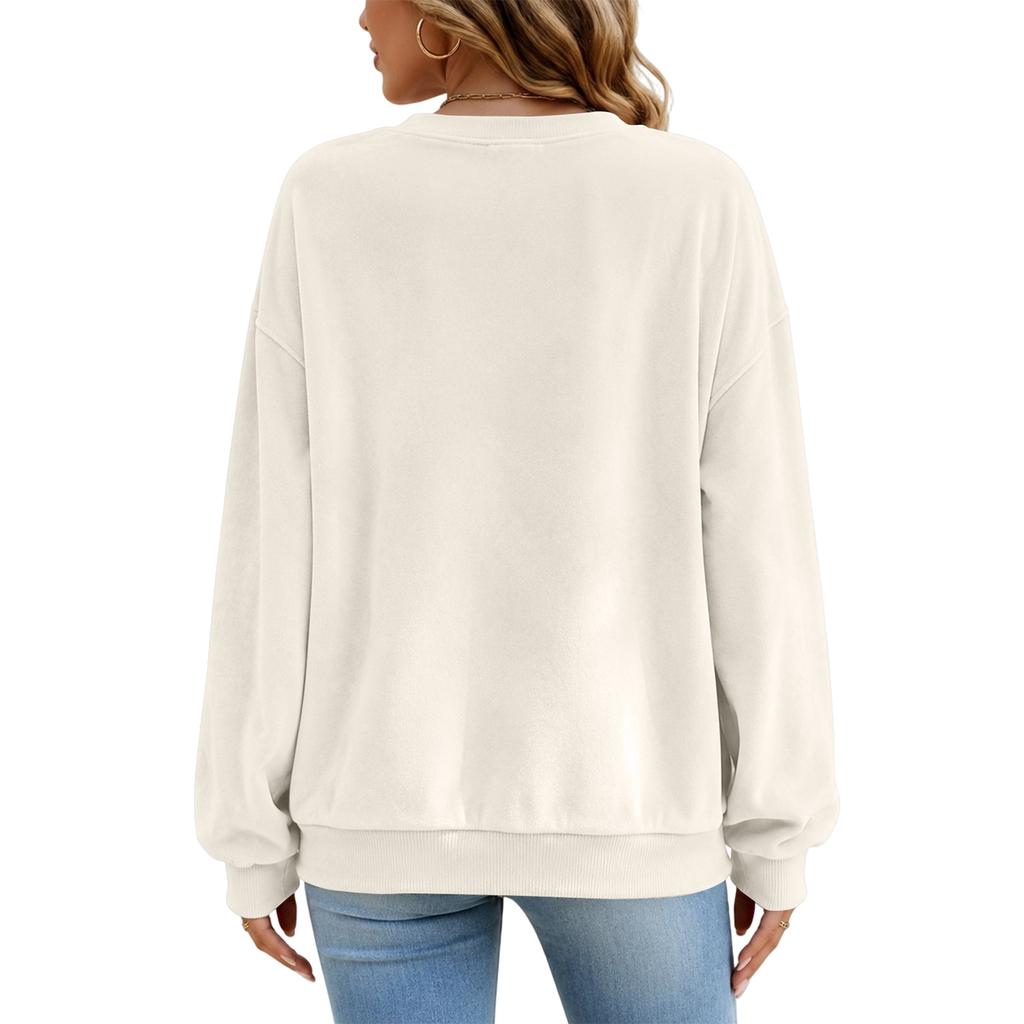 Women's Casual Color Velvet Long Sleeve Sweatshirt Comfortable Pullover