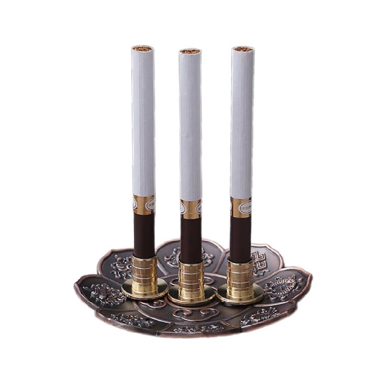 3Pcs Vintage Metal Cigarettes Holder Incenses Stick Holder Handcraft Incenses Burners with Flower Base Ashes Catcher