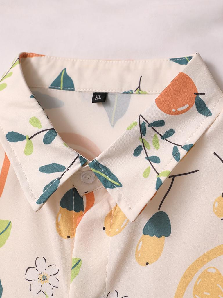 Oversized Loose Short Sleeve Fruit Printing Print Hawaii Beach Summer Men Shirt Student Couples Fashion Casual Mens Clothing