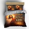 Jesus Biblical Quote Design Bedding Duvet Cover Set  (1*Duvet Cover 2*Pillowcases, without duvet insert)