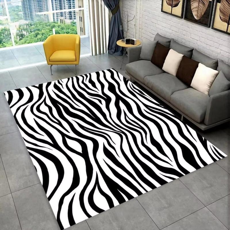 3D-Teppich mit buntem Zebra-Muster, Teppich für Wohnzimmer, Schlafzimmer, Sofa, Büro, Fußmatte, Dekoration, rutschfeste Bodenmatte für Kinder