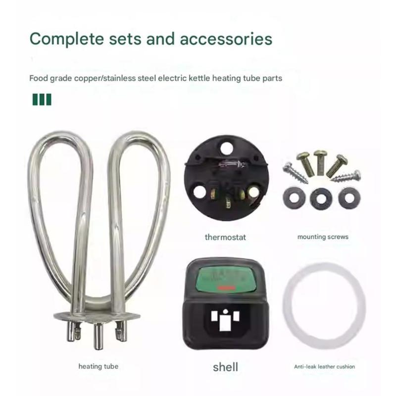 2Pieces 304 Stainless Steel Electric Kettle Heating Tube Set Fast Boiling Anti Dry Safety Design for Water Boilers