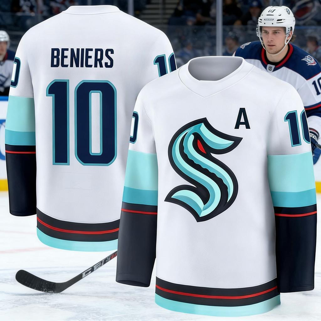 2026 Best-selling Maglia Bianca da Allenamento Hockey su Ghiaccio Mostro Marino da Uomo Traspirante Stampa 3D Manica Lunga Bambini