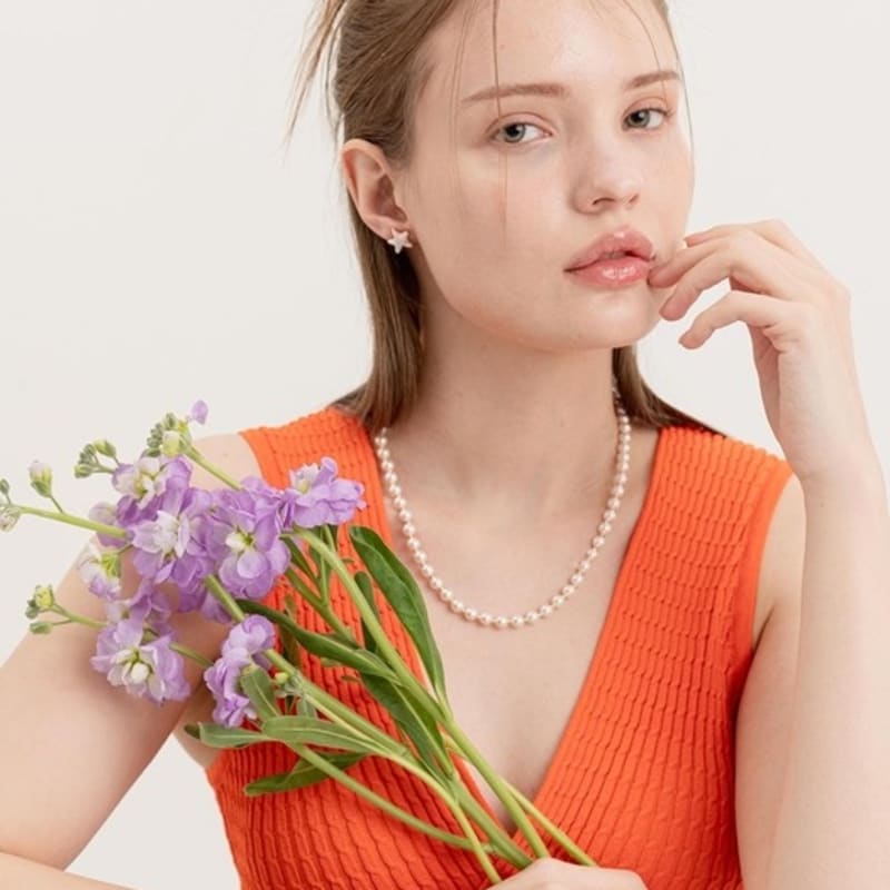 cerabonito Magnet Pearl Necklace_6mm Gold Beads(42cm)