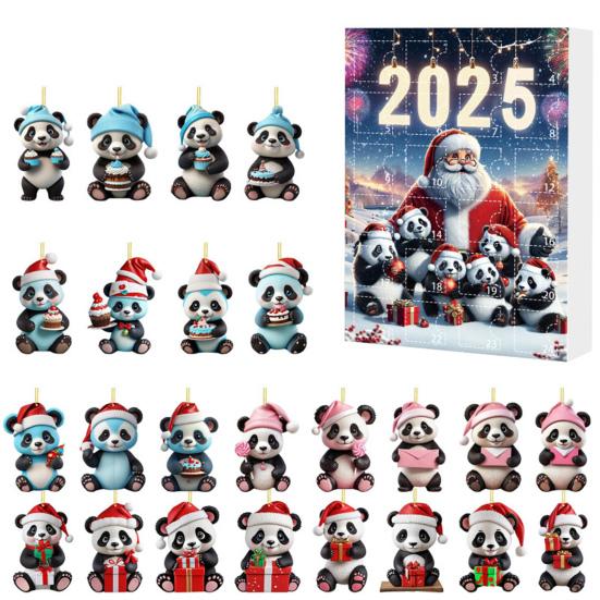 2025 Panda Adventskalender med 24 Panda-pynt Barnas Juleferie Nedtellingskalender Juletrepynt