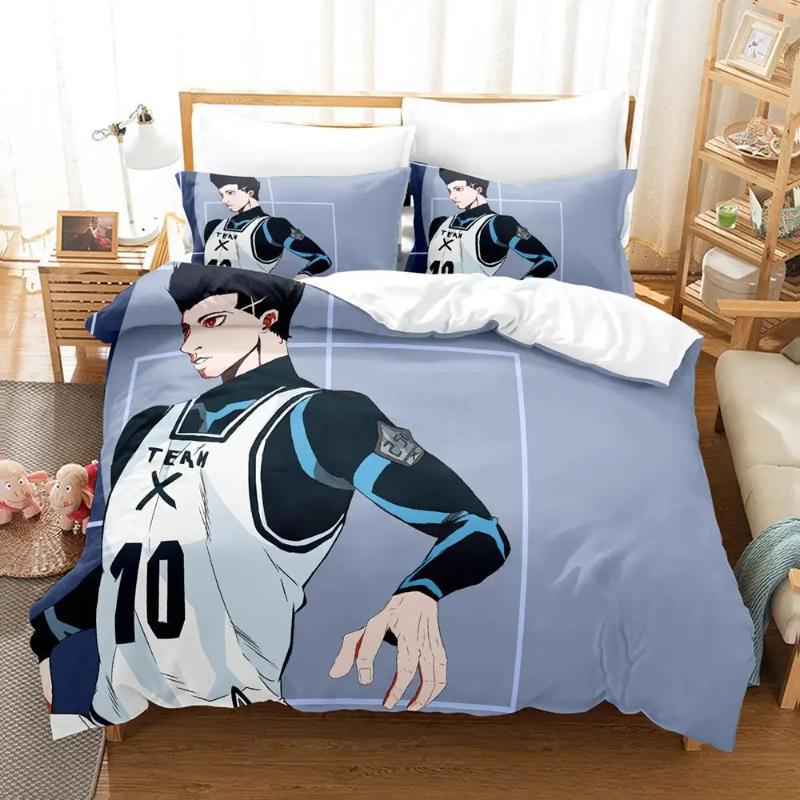 Anime Blue Lock Bedding Set Quilt Cover Pillowcase Cartoon Decor Bed Spead Bedroom Duvet Cover Bedding Suit Kids Birthday Gift