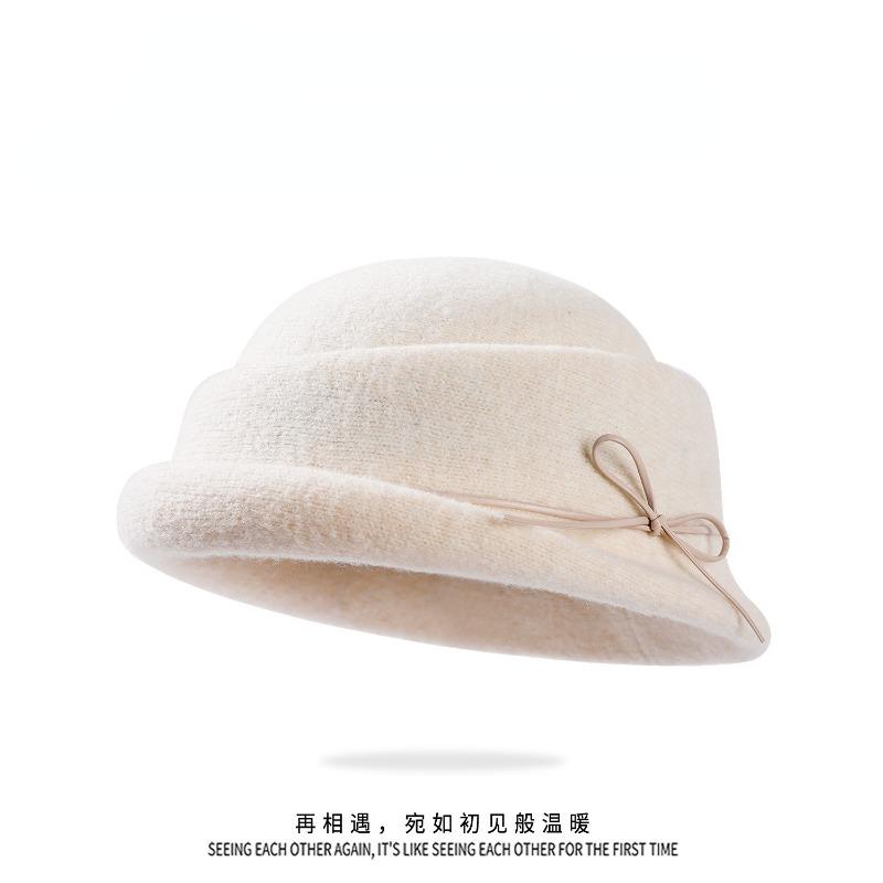 Vintage Hepburn Style Black Round Top Bucket Hat For Women