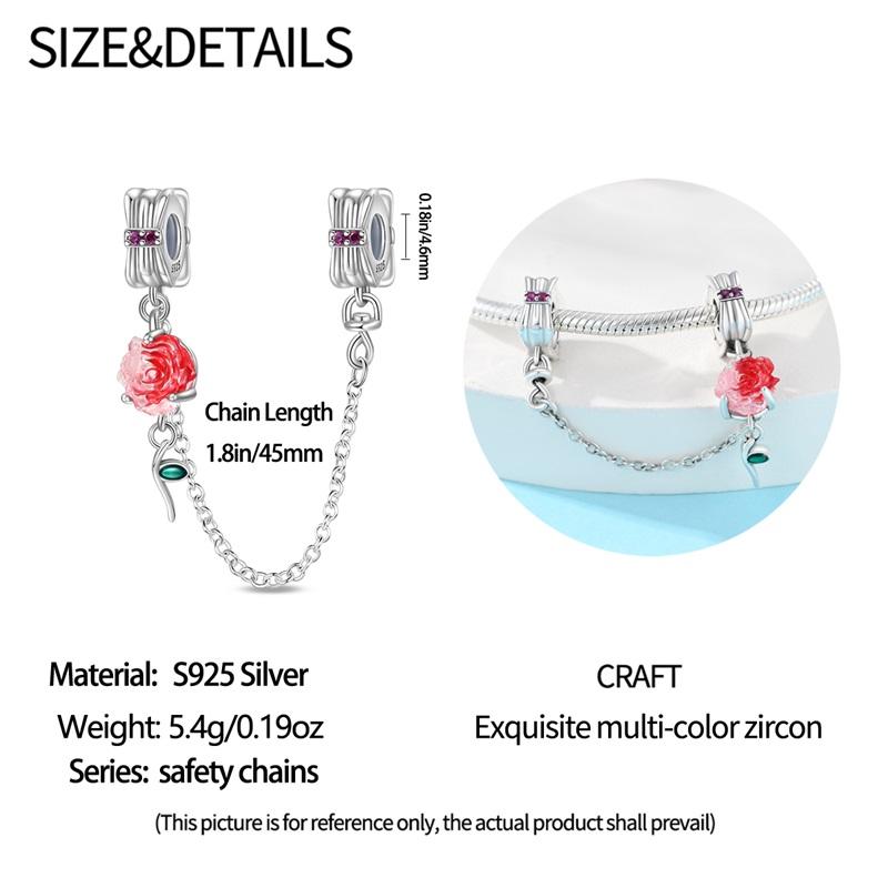 New Copper Flower Heart Bird Leaves Star Safety Chain Beads Bead Fit Bracelet Snake Chain Charms Beaded Women Gift