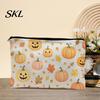 Lightweight Festive Organizer Storage Bag, with Halloween Pattern Print, Smooth Zipper Durable Canvas Themed Bag Organizer, Portable Stationery Case,