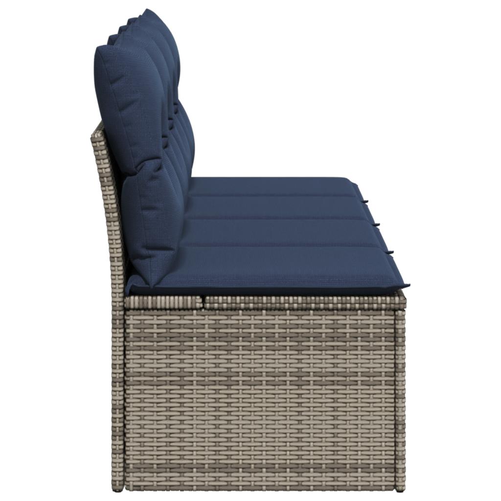 Garden Sofa with Cushions 4 Seater Grey Poly Rattan