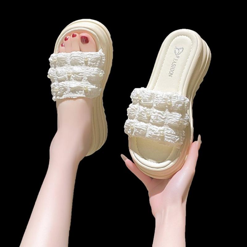 Fashion House Slippers Platform Shoes Woman 2025 Pantofle Luxury Slides Increased Internal On A Wedge Heeled Mules New Designer Flat