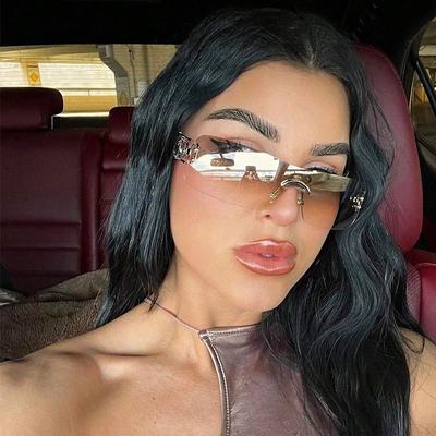 Çerçevesiz Oyuk Çerçevesiz Trend Güneş Gözlüğü Vintage Milenyum Spice Girls Güneş Gözlüğü