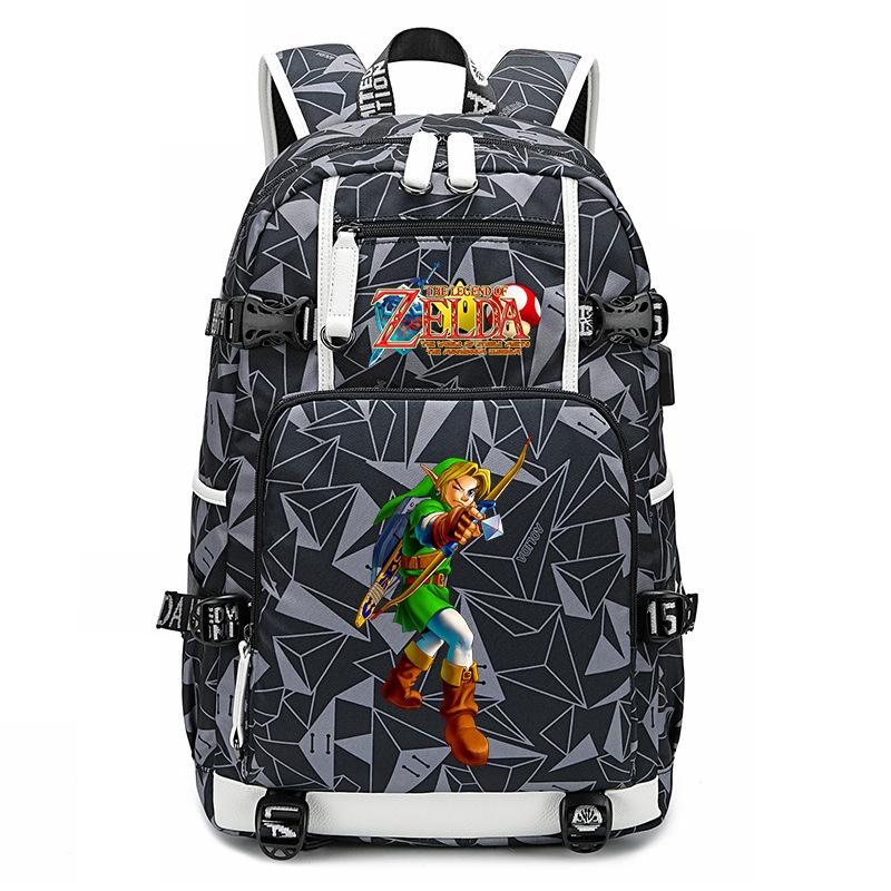 Zelda Zelda Plecak z Nadrukiem Akcesoria Outdoorowy Port USB Duża Pojemność Plecak Podróżny