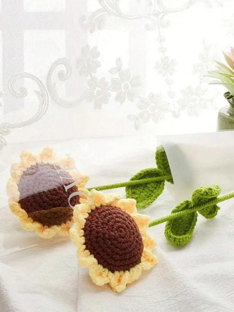 1pc Hand Woven Sunflowers, Artificial Flowers, Handmade Flowers, Home Decor, Party Layout