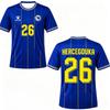 Men's Comfortable Sports Football T-Shirt, Featuring a Blue Base with a Signature Print Design of a Football Star