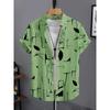 Summer 2025 Men's Short-sleeved Shirt With Black And White Stripes And Collection Pattern Print Single-breasted Fashion Shirt