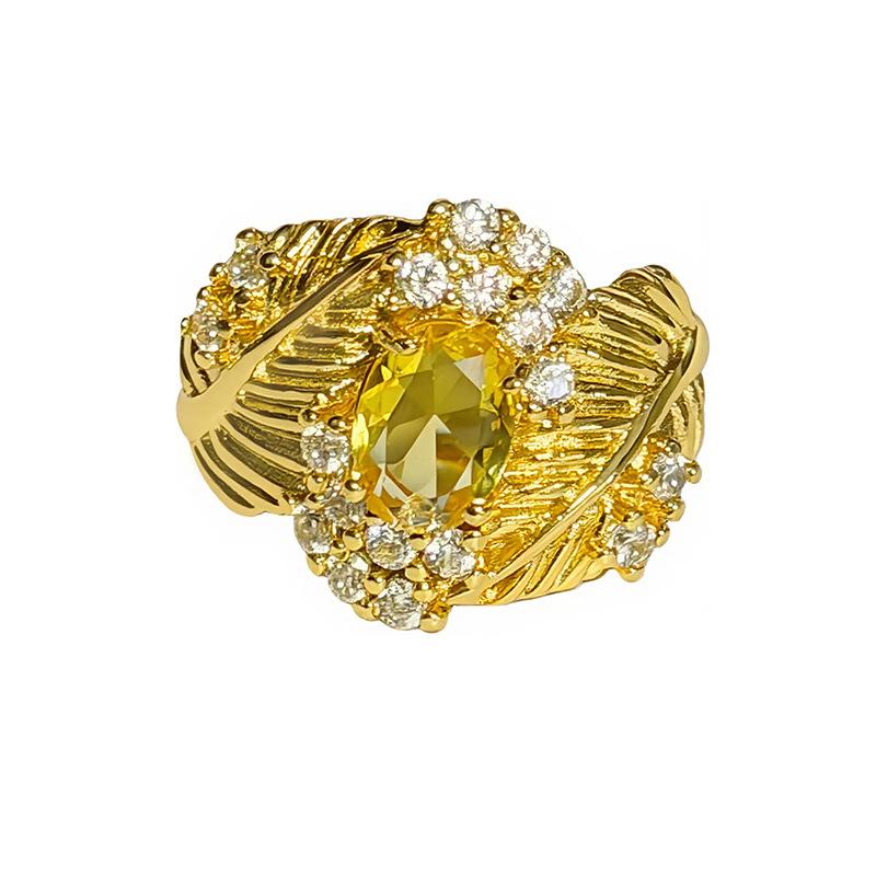 Double Diamond Open Ring Light Luxury Niche Premium Feather Butterfly Flower Beads Stacked Wearing Ring