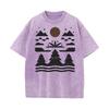 Mountain Outdoors Tree Washed T Shirt Leisure Discount Round Collar All Cotton Tops  Tees Washed Tshirts for Women Father Day