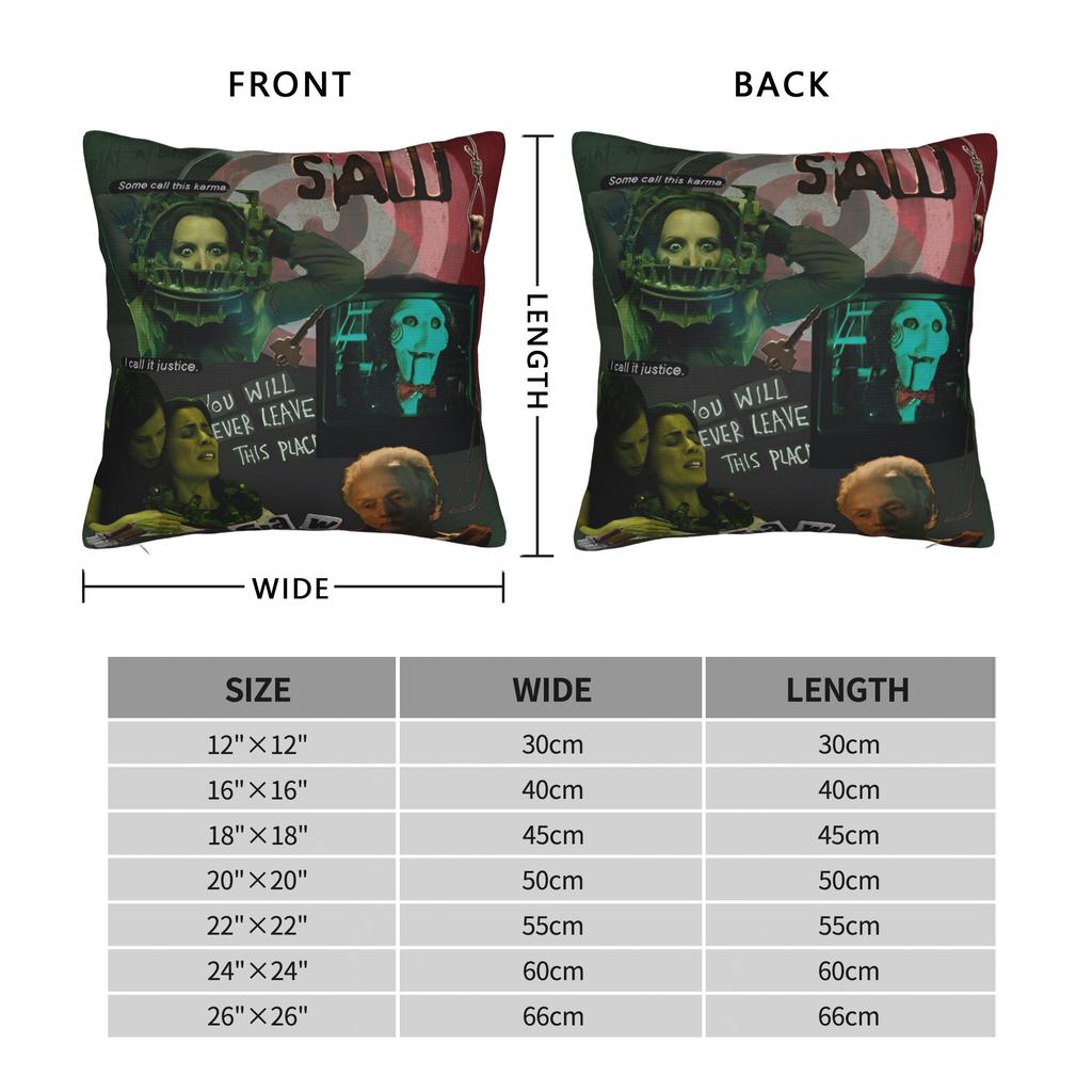 Bedruckte Säge-Jigsaw-Horrorfilm-Kissenbezug Polyester-Kissenbezug Dekoration Halloween Gothic-Kissenbezug Bezug Stuhl Reißverschluss