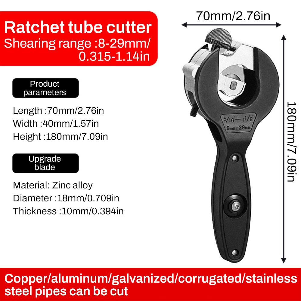 Ratcheting Tubing Cutter 8-29mm Universal Pipe Cutter Stainless Steel Copper Aluminium Ratchet Scissors Hose Cutting Hand Tools