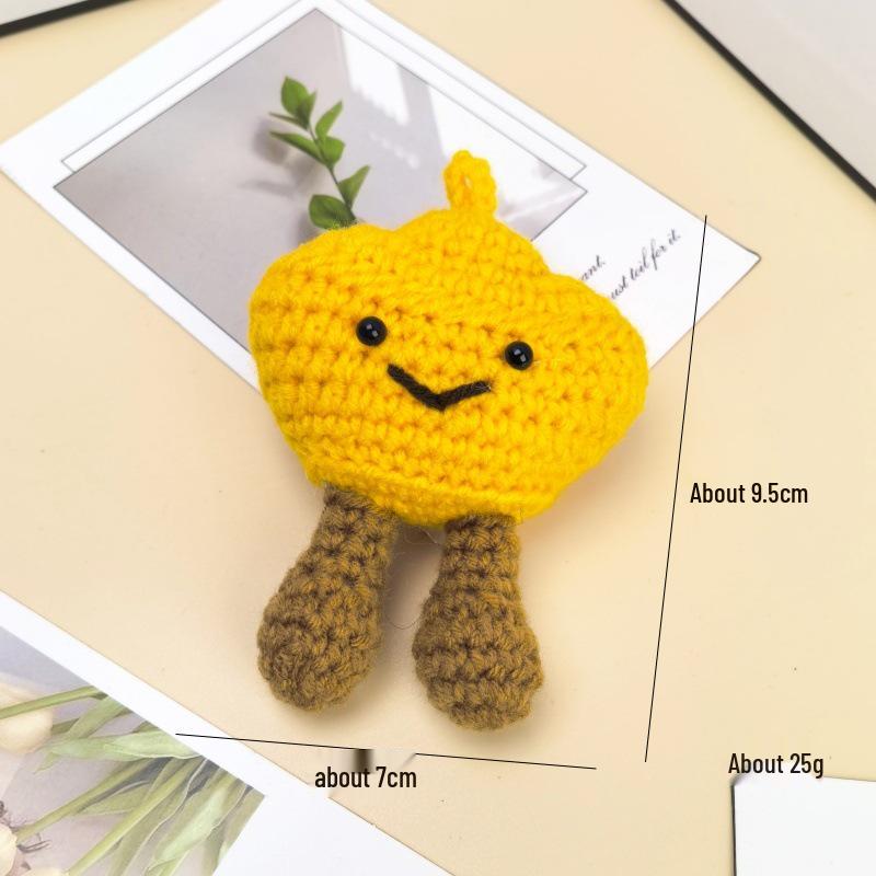 Crochet Cartoon Golden Ingot Keychain Pendant - Creative Cultural Gift for Children