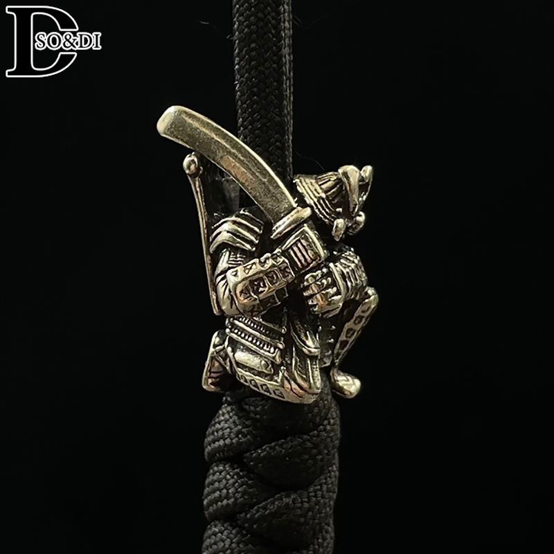 Japanese Broadsword Samurai EDC Brass Knife Beads Lanyard Pendants Outdoor Tool DIY Para-cord Woven Bracelets Charms Accessories