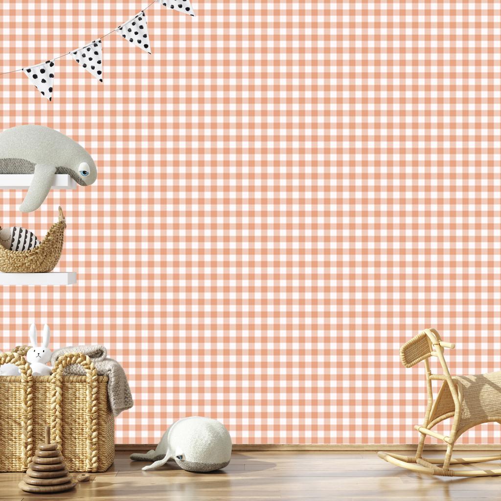 Wallpaper Fabric Pattern Cream, Peach and White 50x1000