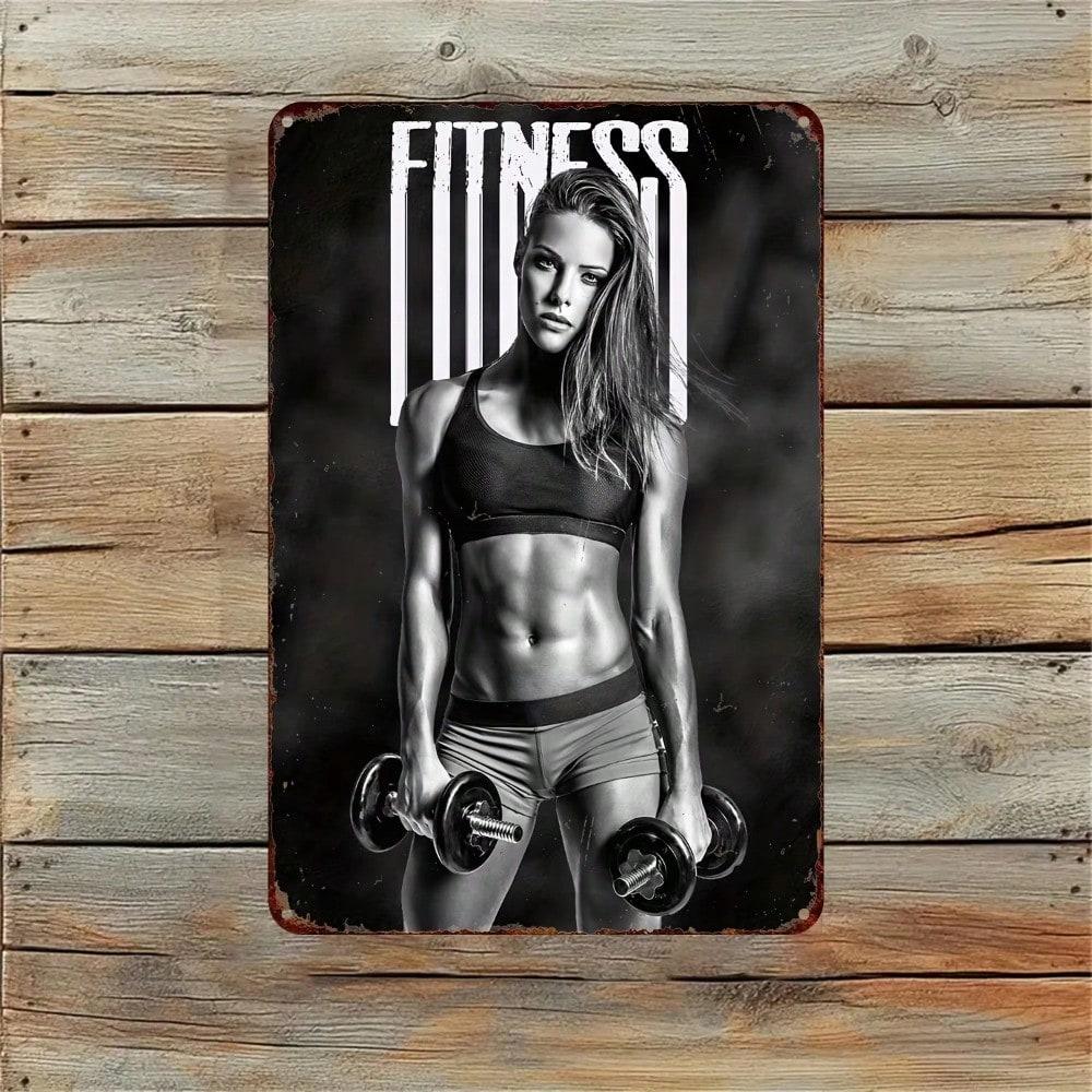 Retro Tin Sign Gym Fitness Girl Decor