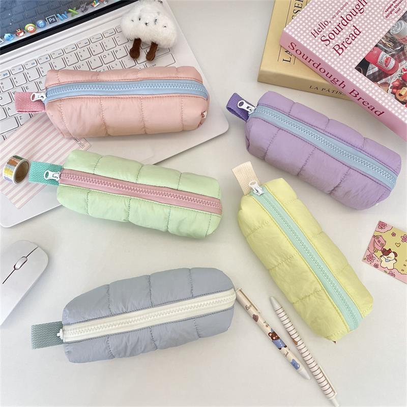 Large-capacity Student Stationery Storage Bag Cotton-filled Pencil Case Pen Bag Portable Fashion Girly Cosmetic Bag Gifts