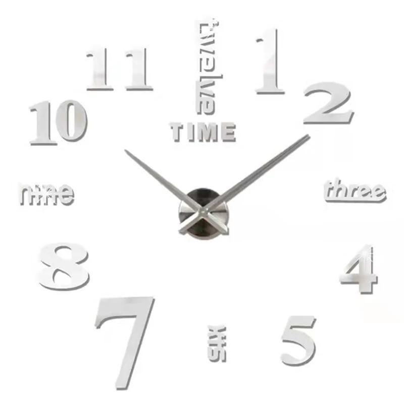 2D/3D Large Roman Numeral Acrylic Mirror Wall Clock Sticker Fashion DIY Quartz Clocks Watch Home Decoration Living Room Stickers