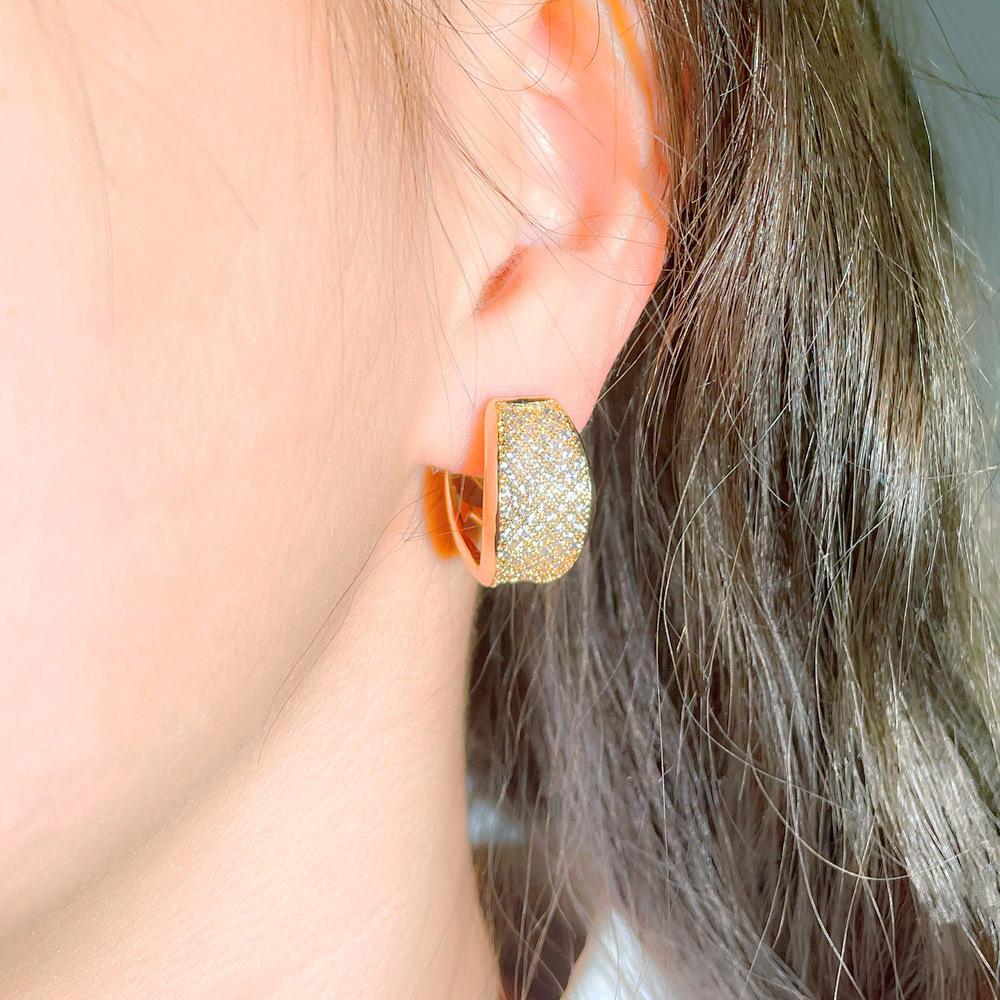 Geometric Earrings Women'S Zircon Design Circle Ear Buckle Earrings Supply