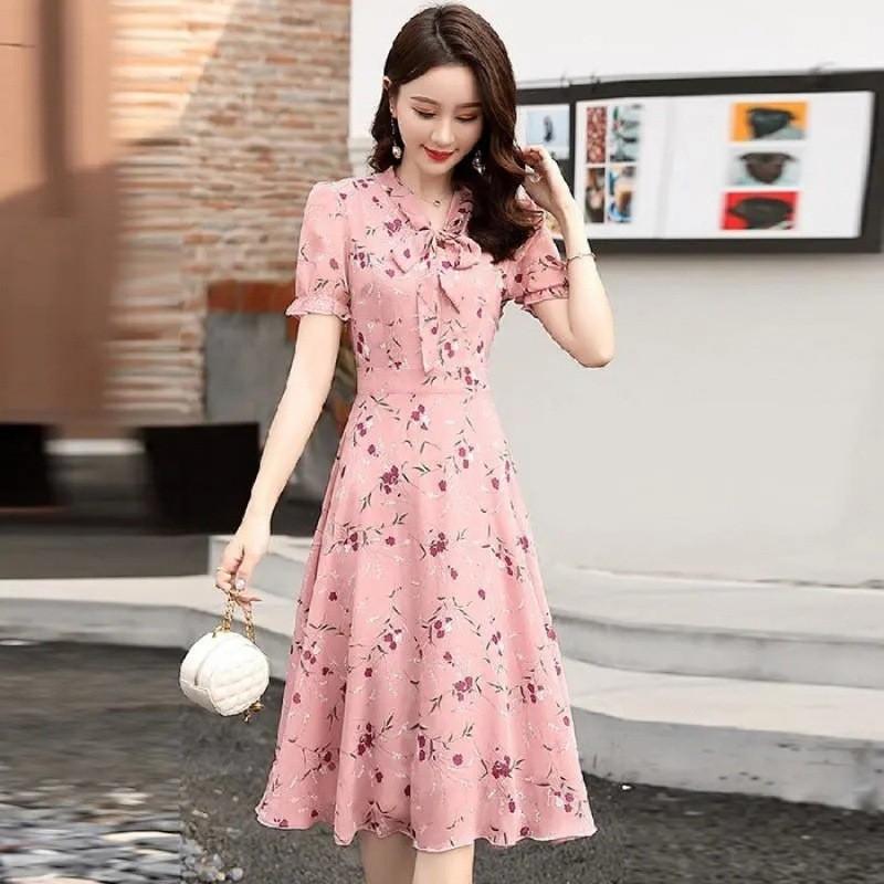 Fairy Summer Floral Print High Waist A Line Dress For Women