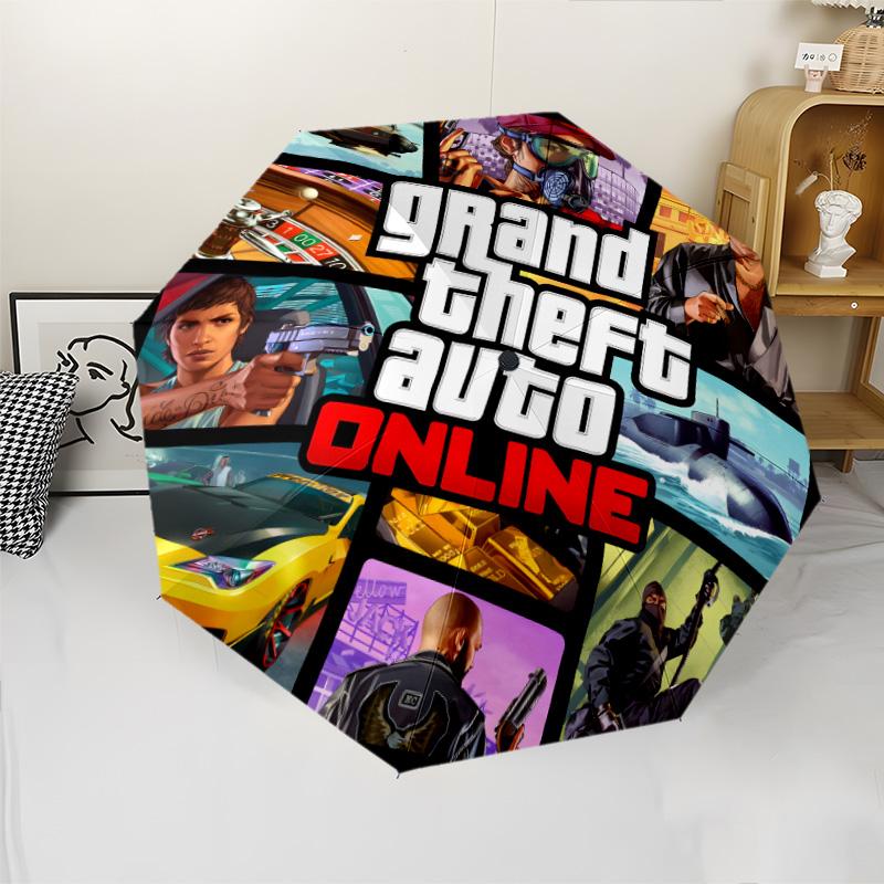 1pc GTA Umbrella, Sun Protection, And UV Shielding. It Has Eight Sturdy Ribs for Outdoor Use And Perfect As a Holiday Gift