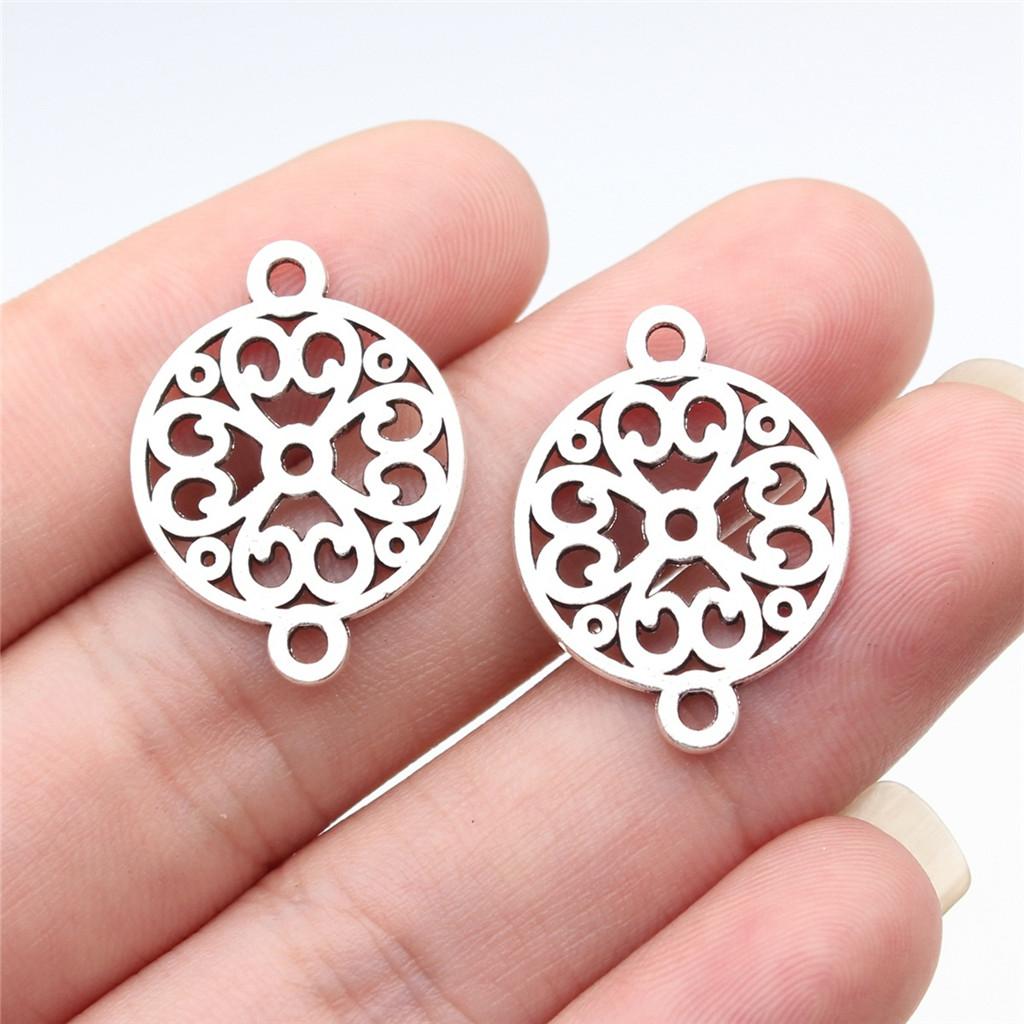 Flower Petal Connectors Botanical Themed Antique Bronze Zinc Alloy Jewelry Making Connect Charms Extender Connectors