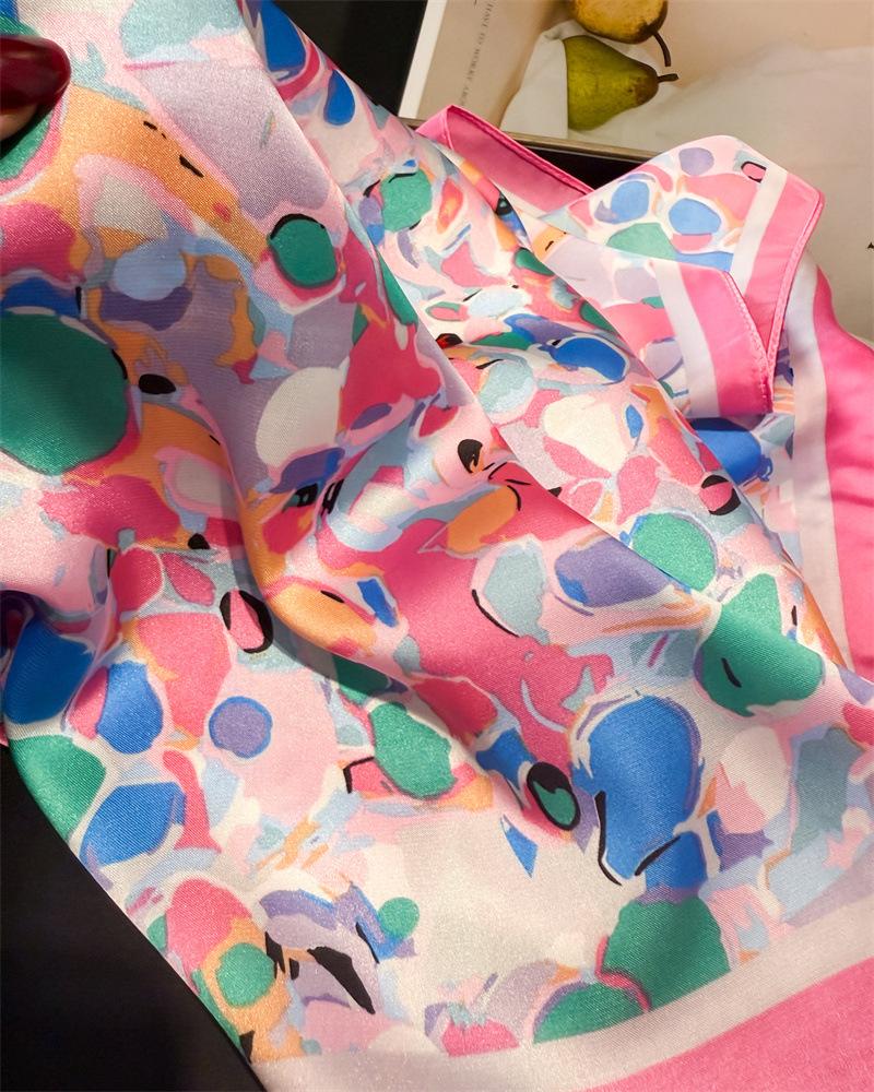 Luxury Fashion Print 70*70Cm Square Scarf Women Soft Satin Hairband Neckerchief Tie Female Headband Foulard Bag Ribbon