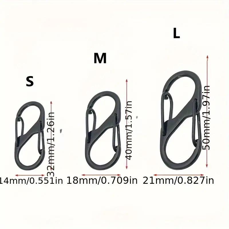 Black 8-Shaped S-Double Metal Keychain Zinc Alloy Carabiner