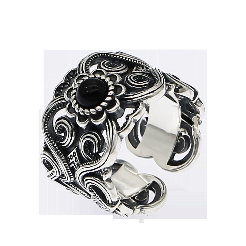 Adjustable Open Ring Men Women Vintage Ethnic Mongolian Sterling Geometric Statement Jewelry Adjustable Open Band